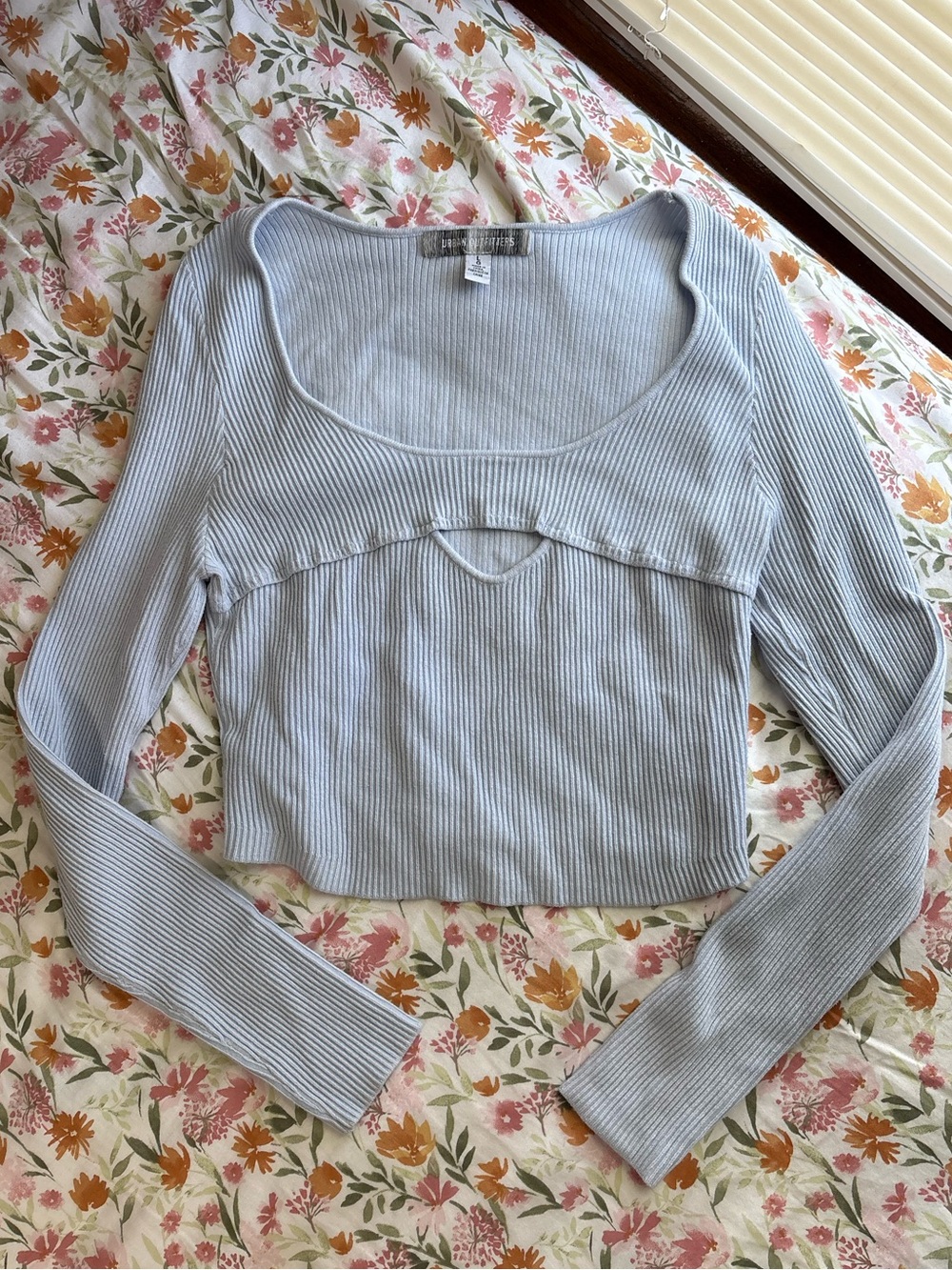 Urban Outfitters Ribbed Long Sleeve Sweater Size L Light Blue Boho